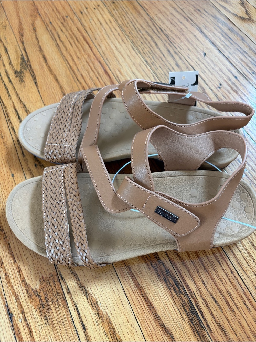 My soft Women's Tan Sandals with Woven Front size 7